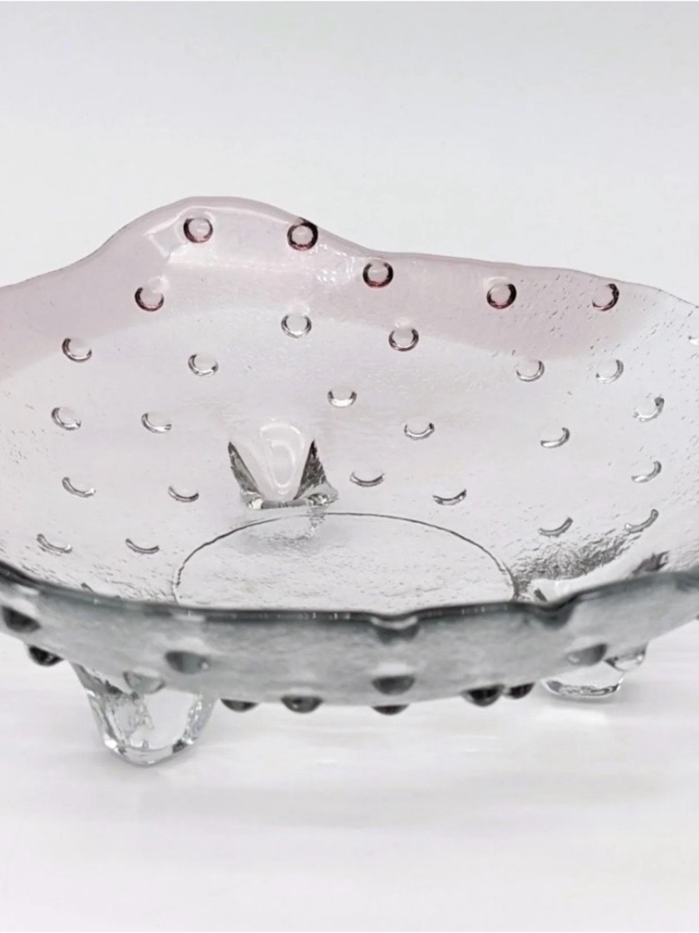 VTG Purple tinted Bubble Glass Footed dish